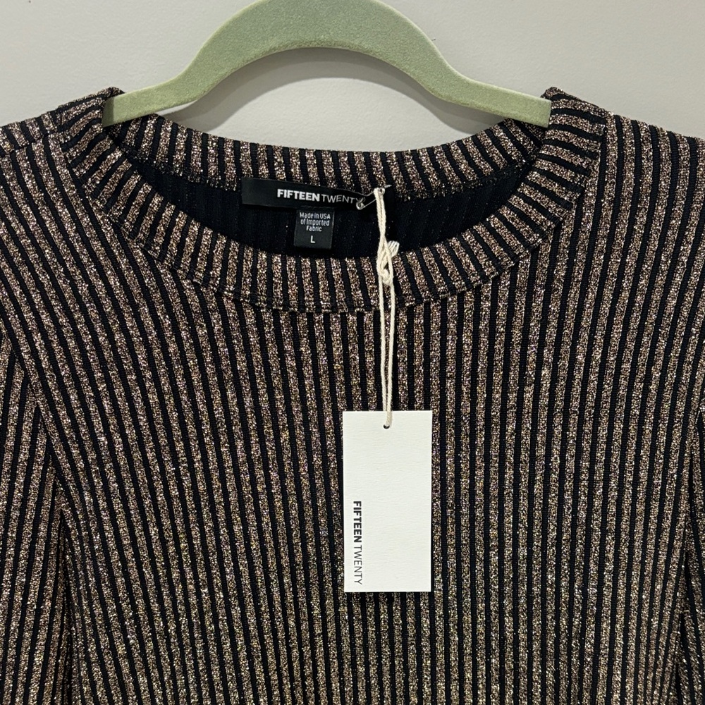 Fifteen Twenty Metallic Striped Sweater